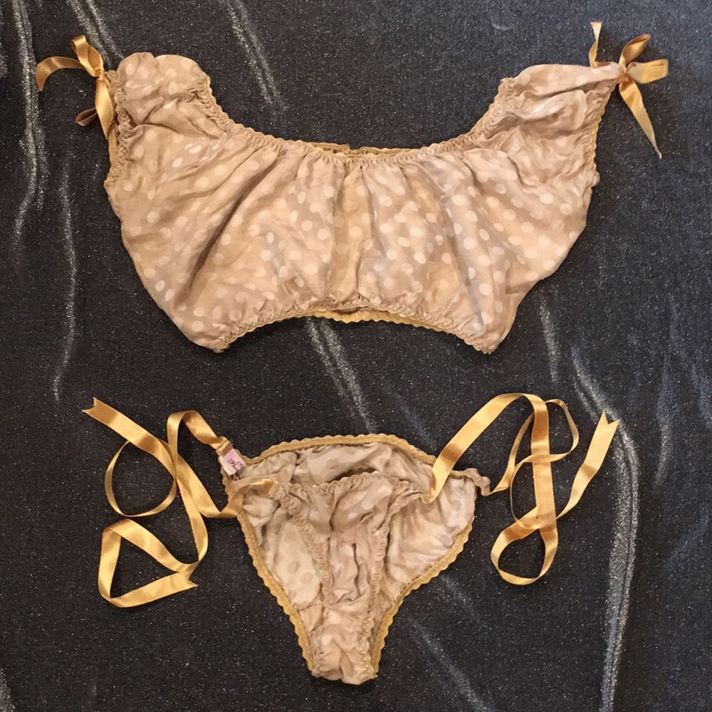 Vintage Agent Provocateur tie panty top set silk